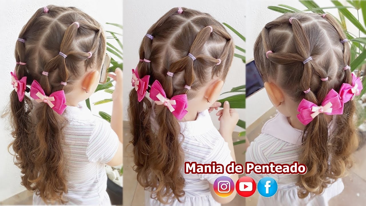Penteado Infantil com losangos e Maria Chiquinha