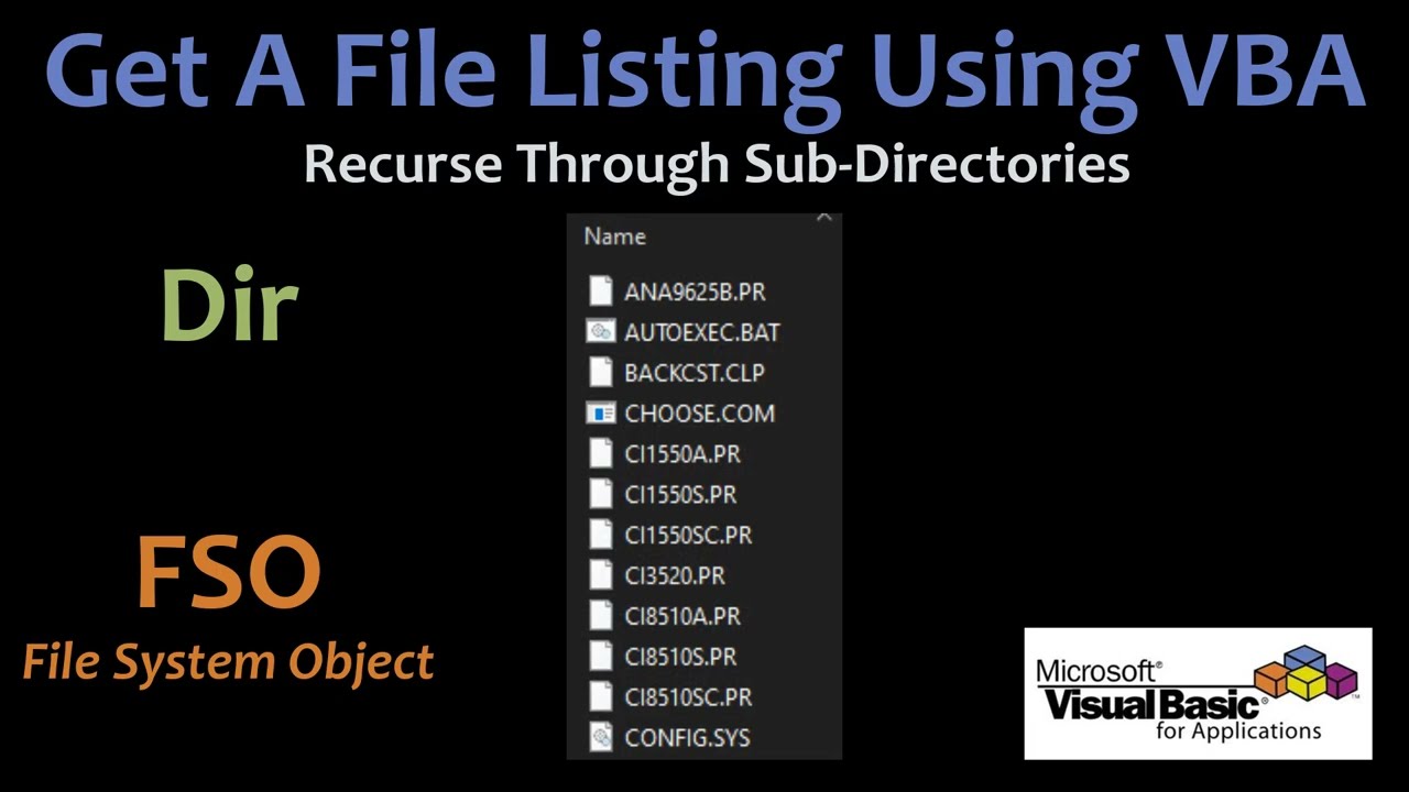 Get a File Listing Using VBA