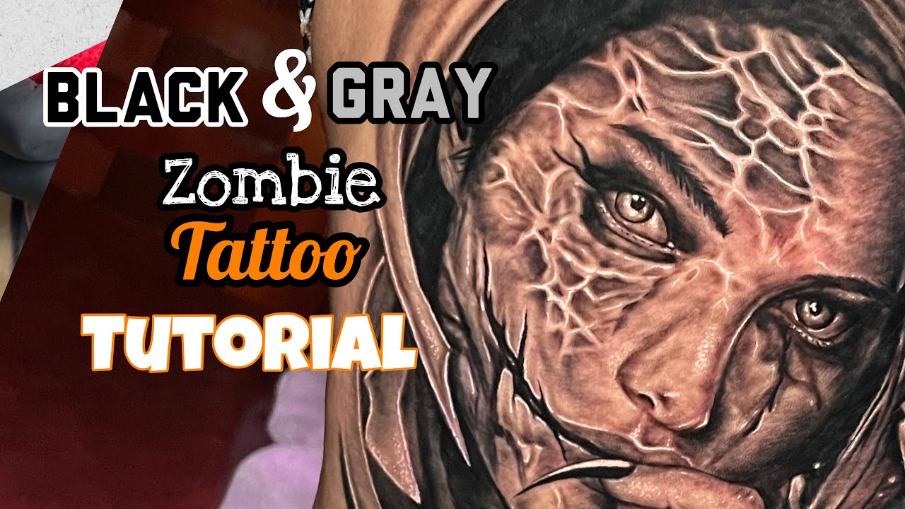 BLACK & GRAY ZOMBIE TATTOO TUTORIAL (tagalog)