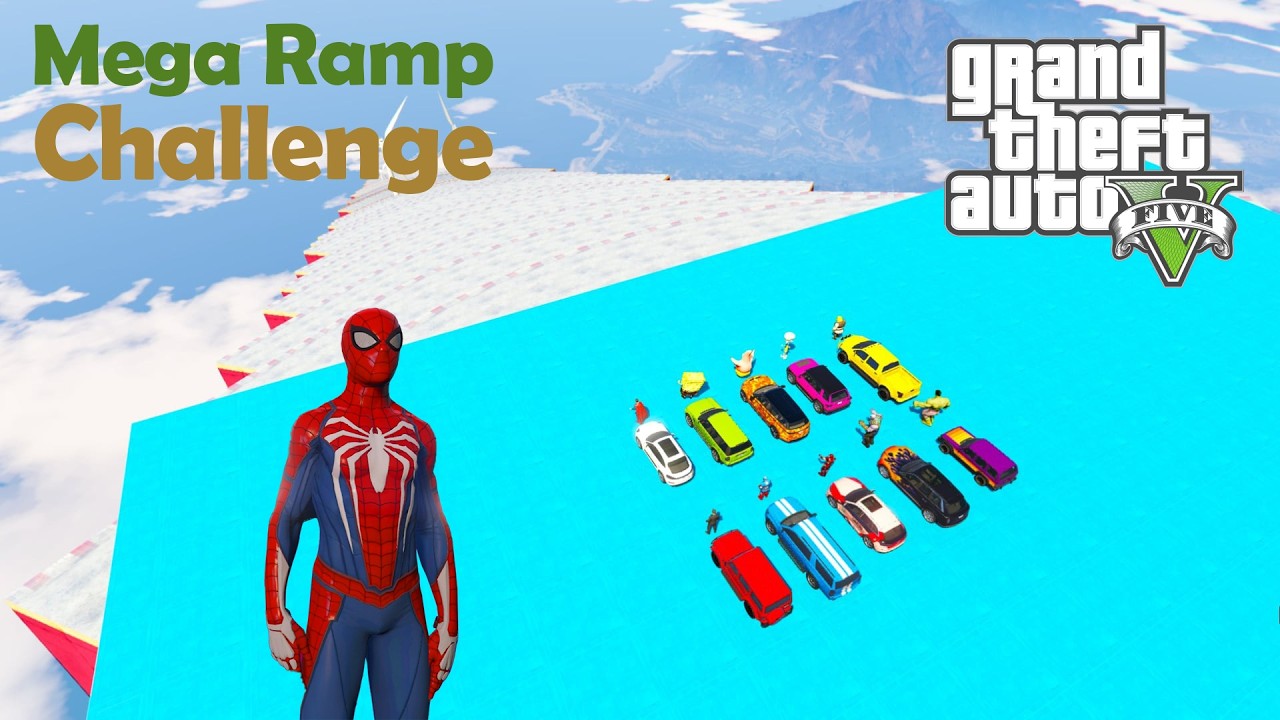 Gta5 spiderman mega ramp cars jump stunts #gta #gta5 #gtav #spiderman #gaming #gtaonline #cars