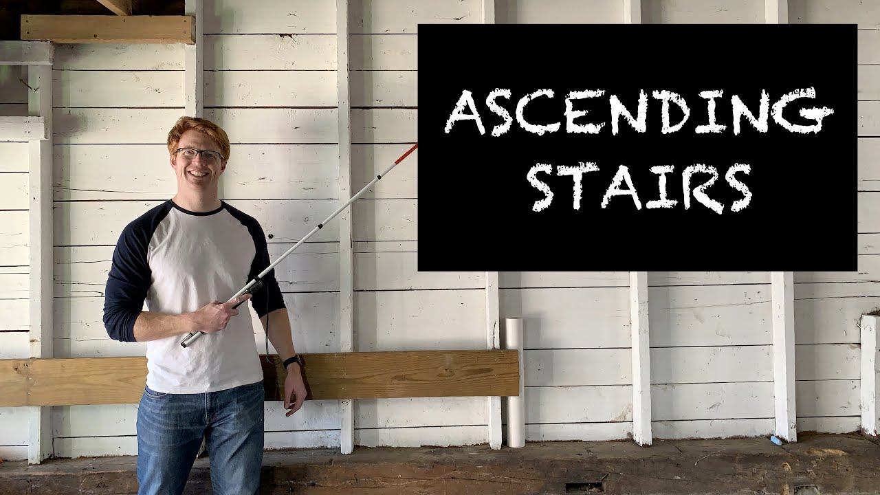 How to Go Up (Ascend) Stairs With a White Cane - Step by Step Demo