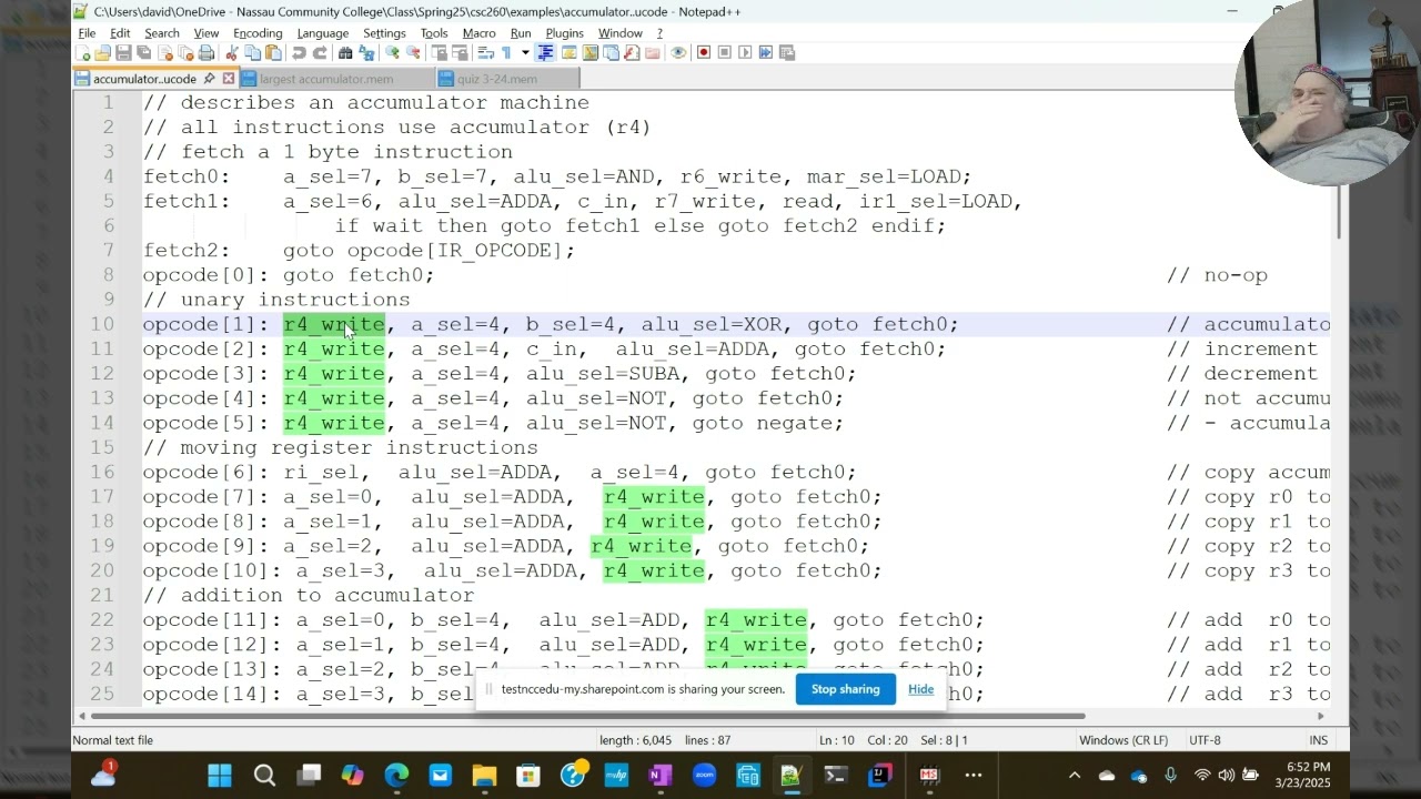 Accumulator Architecture in MythSim 1