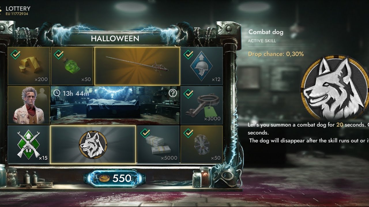 WORLD WAR HEROES/WWH/KRONOS/Event -HALLOWEEN/LOTTERY + - 3700 approximately in gold equivalent.