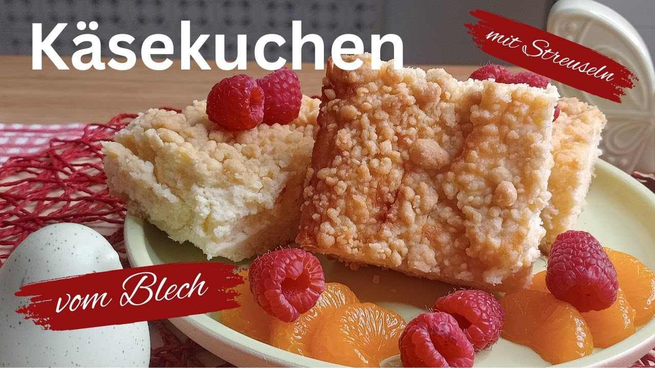 K&auml;sekuchen mit Streuseln vom Blech