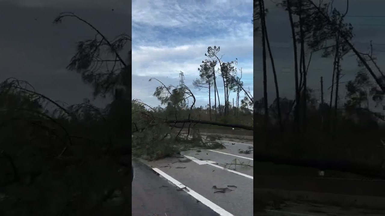 Tempestade Kristin em Portugal faz estrago e desastres ambientais em todo pa&iacute;s #portugal