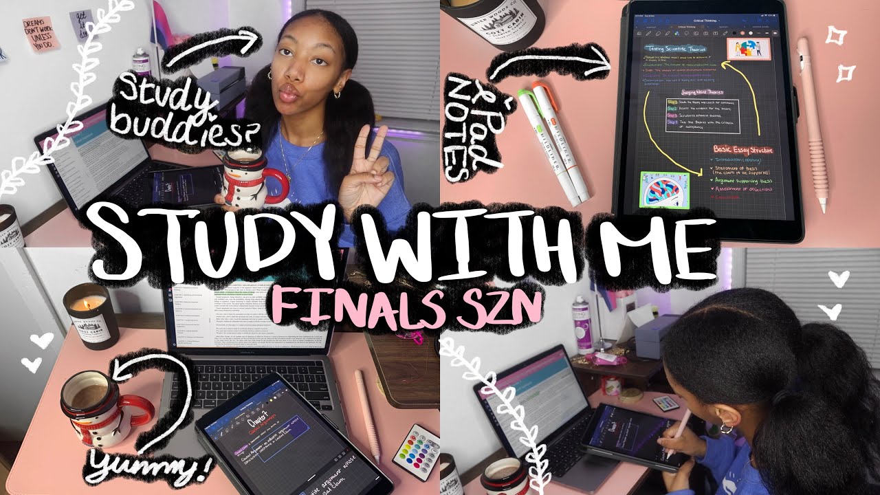 STUDY WITH ME *For Finals*: Christmas Music, Night Time Studying, Breaks, iPad Notes, 2+ hours 📚