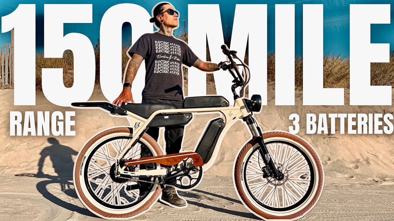 WORLDS FIRST 3 Battery LONGEST Range Moped Style Electric Bike Company Model J REVIEW!