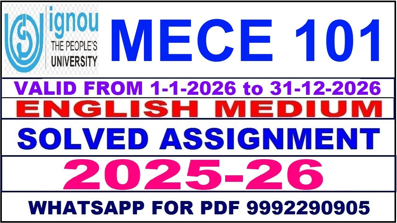 MECE 101 solved assignment 2025-26 in English || mece 101 solved assignment 2026 || mece101 2025-26