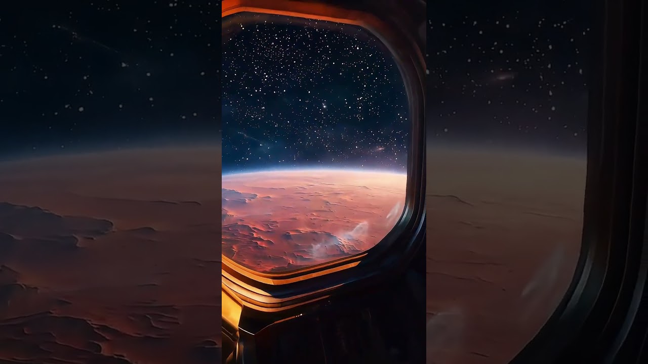 FLYING OVER MARS Stunning View from a Spaceship/ ПОЛЁТНАД МАРСОМ #space #travel #sunset #sky #flying
