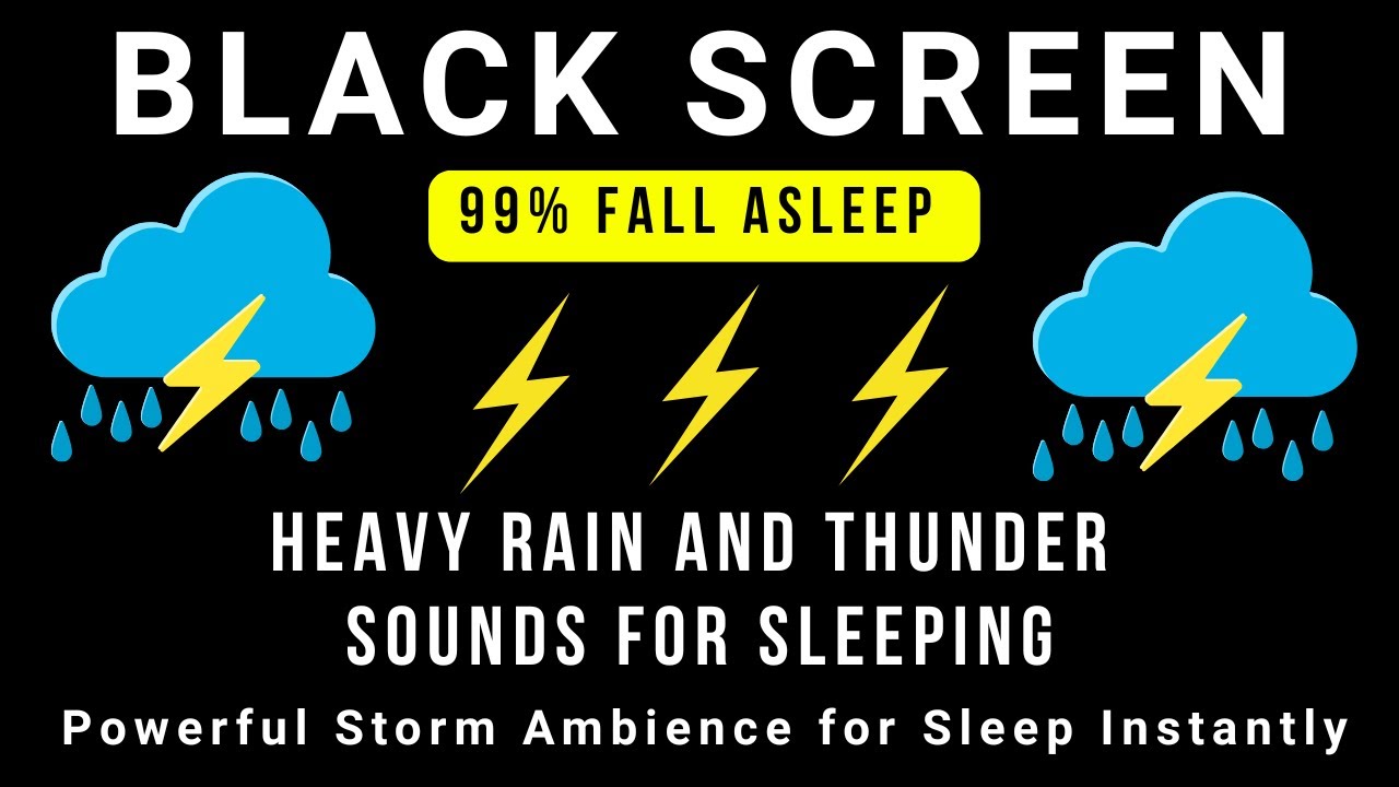 🔴Best Heavy Rain And Thunder Sound For Relaxation - Black Screen | Powerful Storm Ambience for Sleep