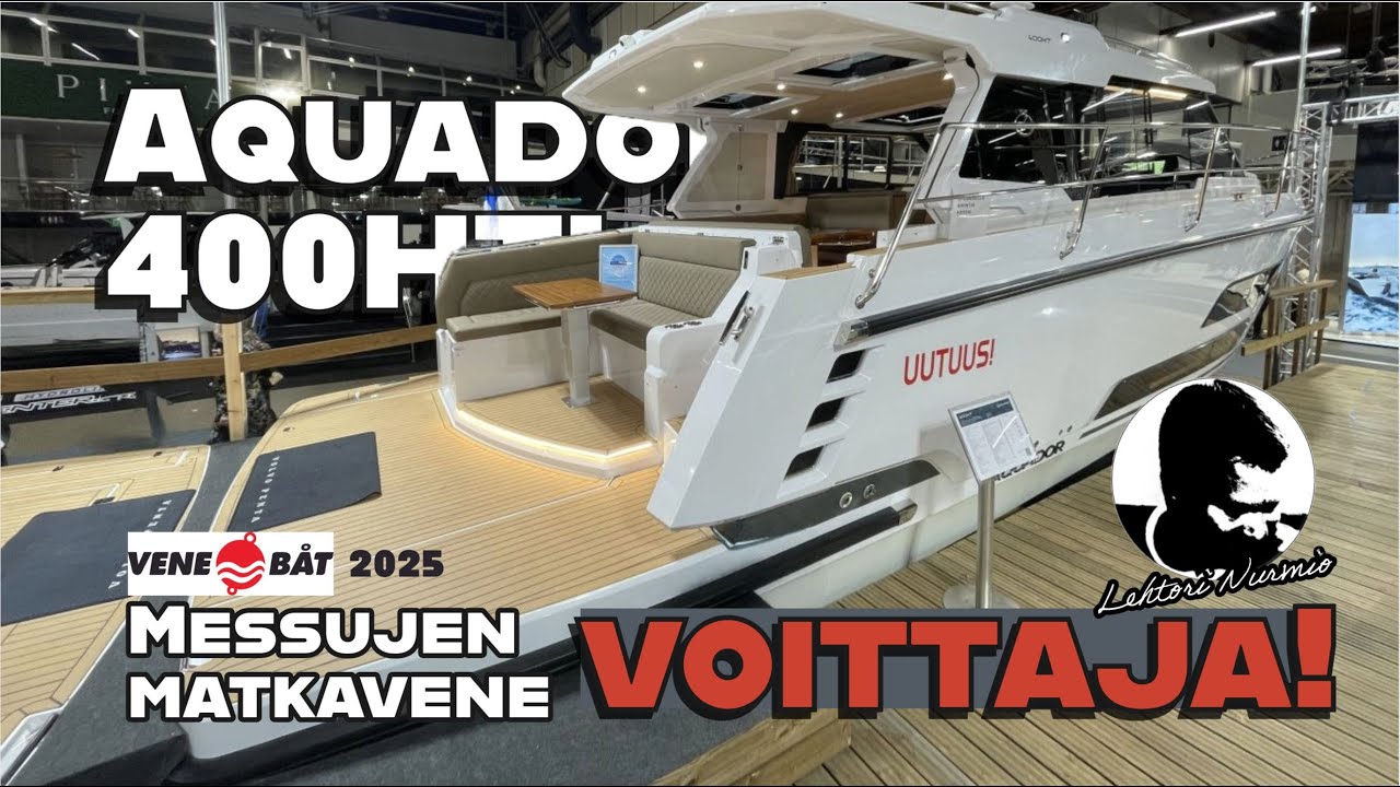 Vene 25 Båt Helsingin venemessujen matkavene voittaja esittelyssä! - 0.56M€ Aquador 400 HT