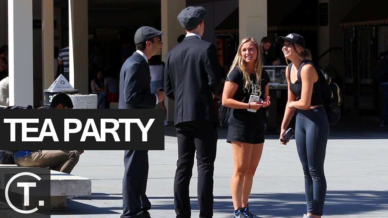 British Gentlemen Inviting Girls To A Tea Party