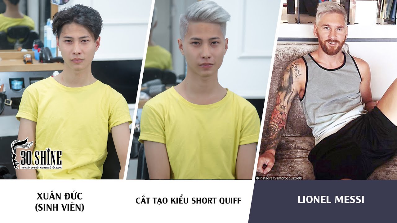 Cắt tạo kiểu Short Quiff | Phong cách Lionel Messi Platinum Blond Hair 2016/2017 | Xuân Đức