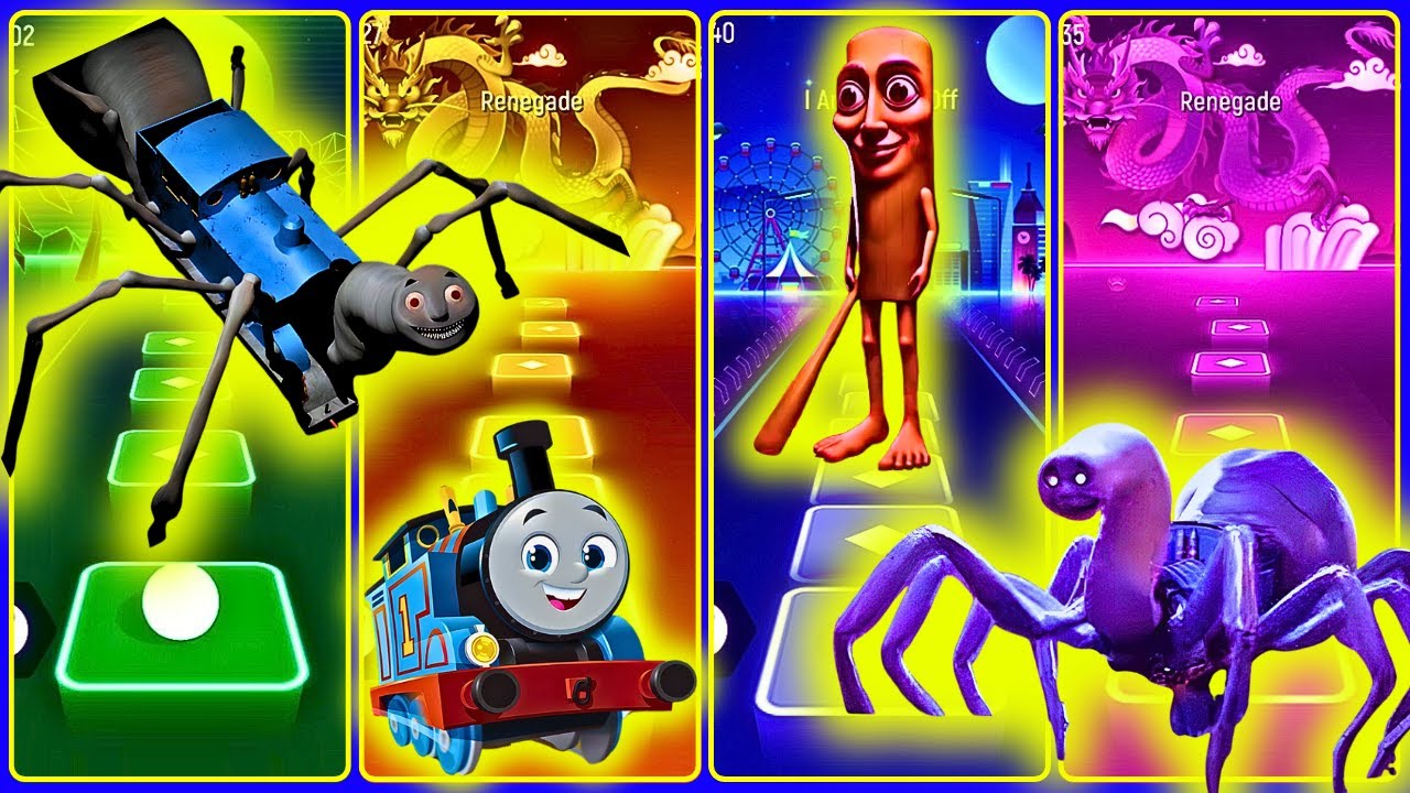 Spider Thomas Cartoon vs Thomas The Train Meme vs Tung Tung Tung Sahur vs Thomas Train Exe Tiles Hop