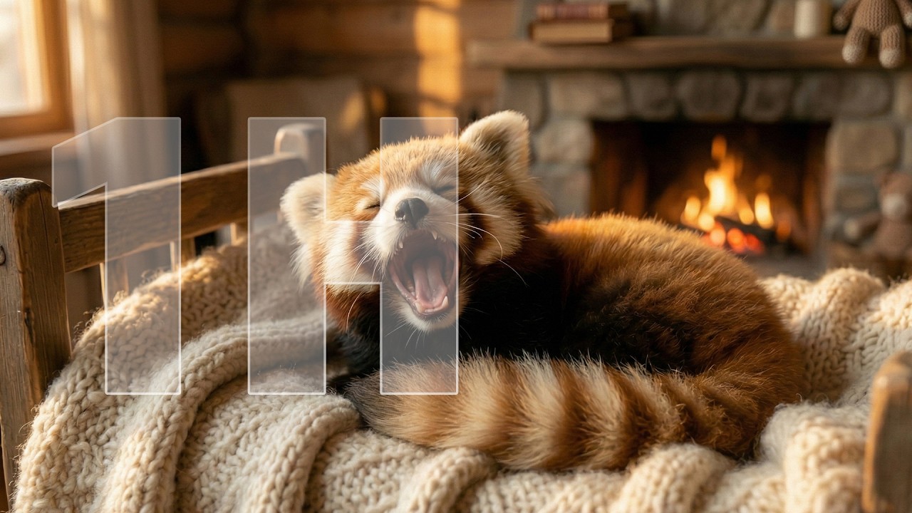 Healing Lesser panda Crackling Fire Ambience | Relaxing Sleep Sounds (No Talking) | 고요한 밤 Still