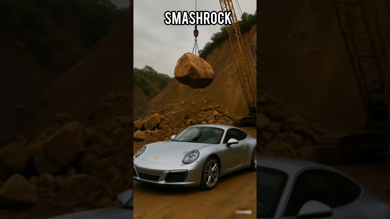 rock smash porsche ! most viral video by smashrock| #ytshorts #shorts #viral #car #porsche #youtube