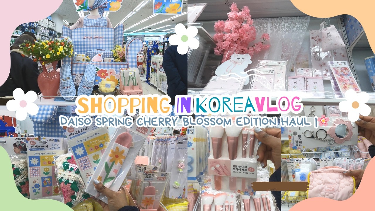 Shopping in Korea Vlog 🇰🇷 | Daiso Accessories & Stationery Haul 🌸 Cherry Blossom Spring⭐