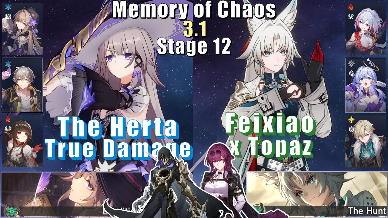 Memory of Chaos 12 | E0 The Herta True Damage & E0 Feixiao Topaz | 3.1 3 Stars | Honkai: Star Rail