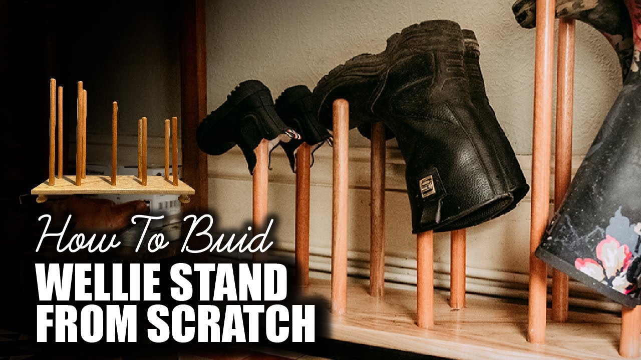 How To Make A Boot / Wellie Rack From Some Old Broom Handles and Waste Wood