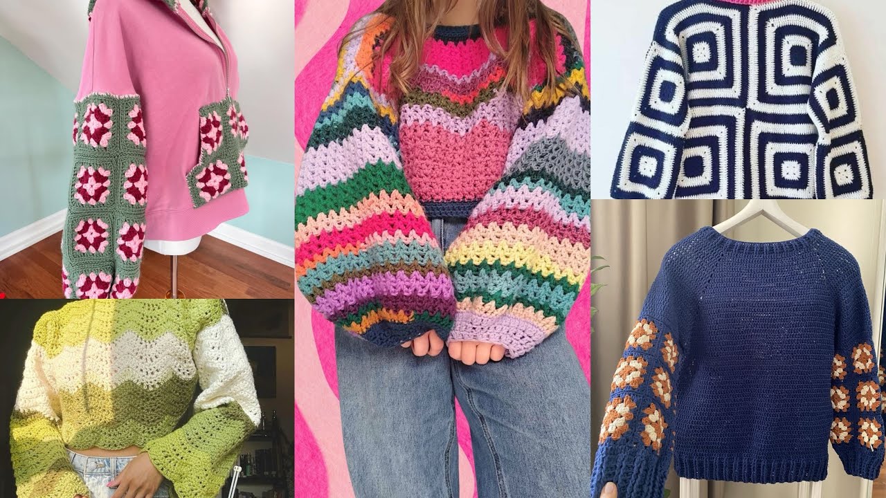 Beautiful granny crochet pattern fancy sweater design ideas