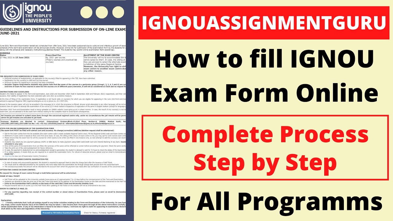 How to fill IGNOU Exam Form Online | Complete Process Step by Step | For All Programms