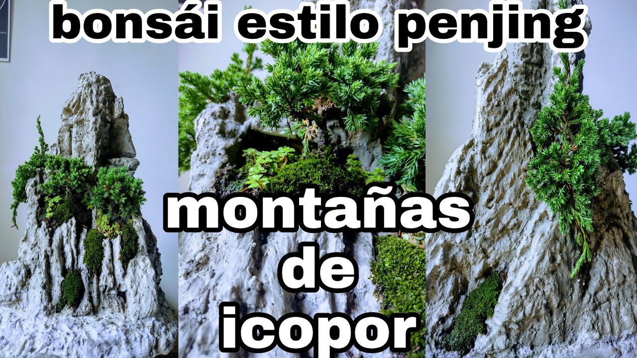 C&Oacute;MO hacer MONTA&Ntilde;AS de ICOPOR bonsai estilo Penjing segunda parte 🎥🎬 camara r&aacute;pida