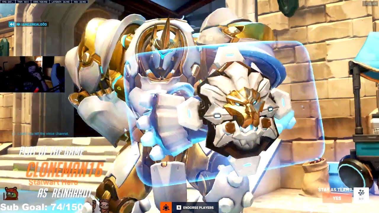 CLONEMAN16 TOP 500 REINHARDT MAIN - POTG! [ OVERWATCH 2 TOP 500 SEASON 3 ]