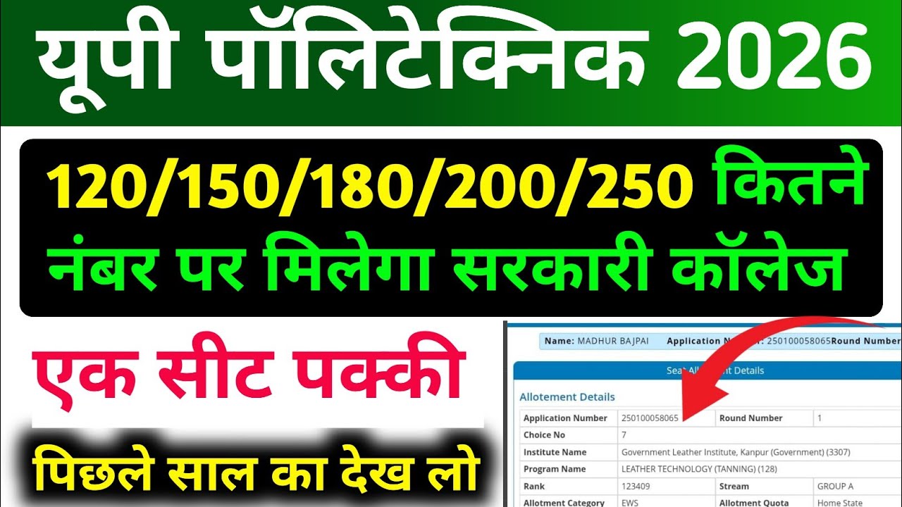Up Polytechnic 2026 कितने नंबर पर मिलेगा सरकारी कॉलेज/ JEECUP cut off 2026