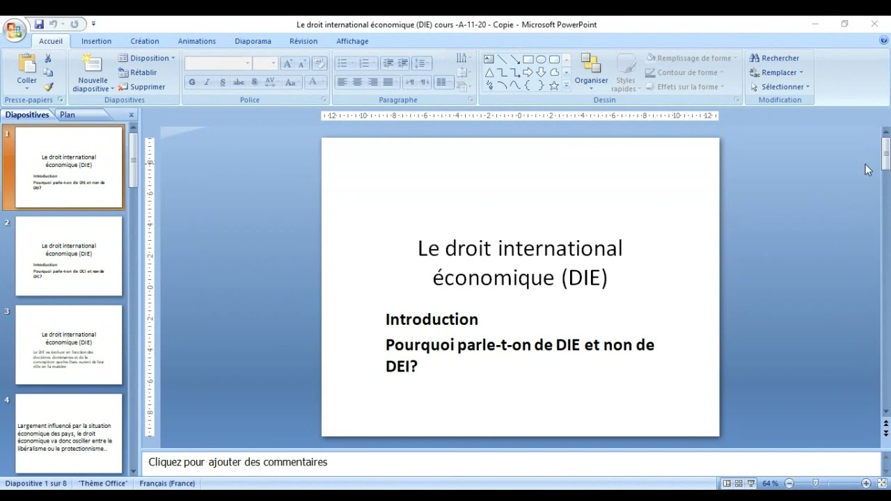 Droit International Economque S5 (Séance 1) Pr. SOUAD RAJEB