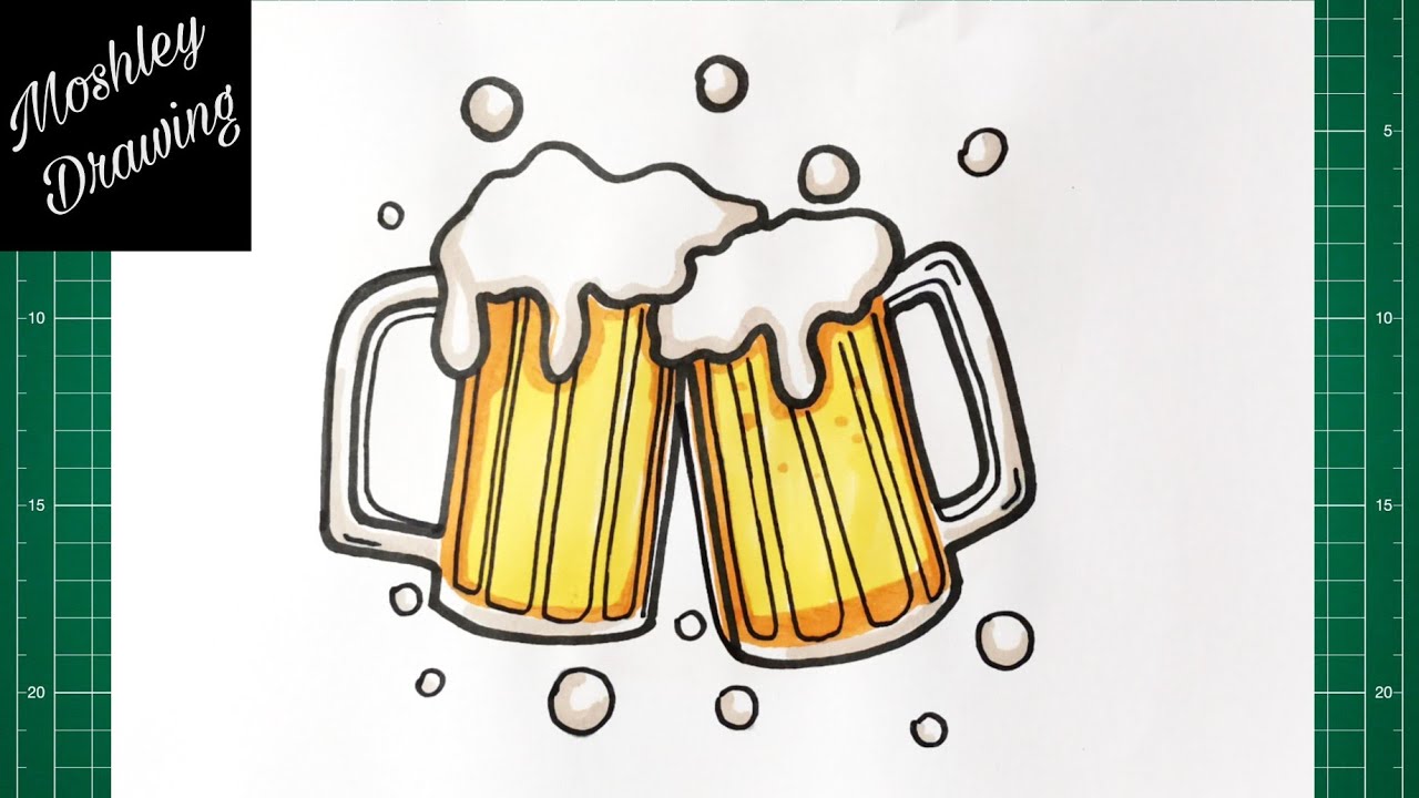 How to Draw Beer Cheers Step by Step