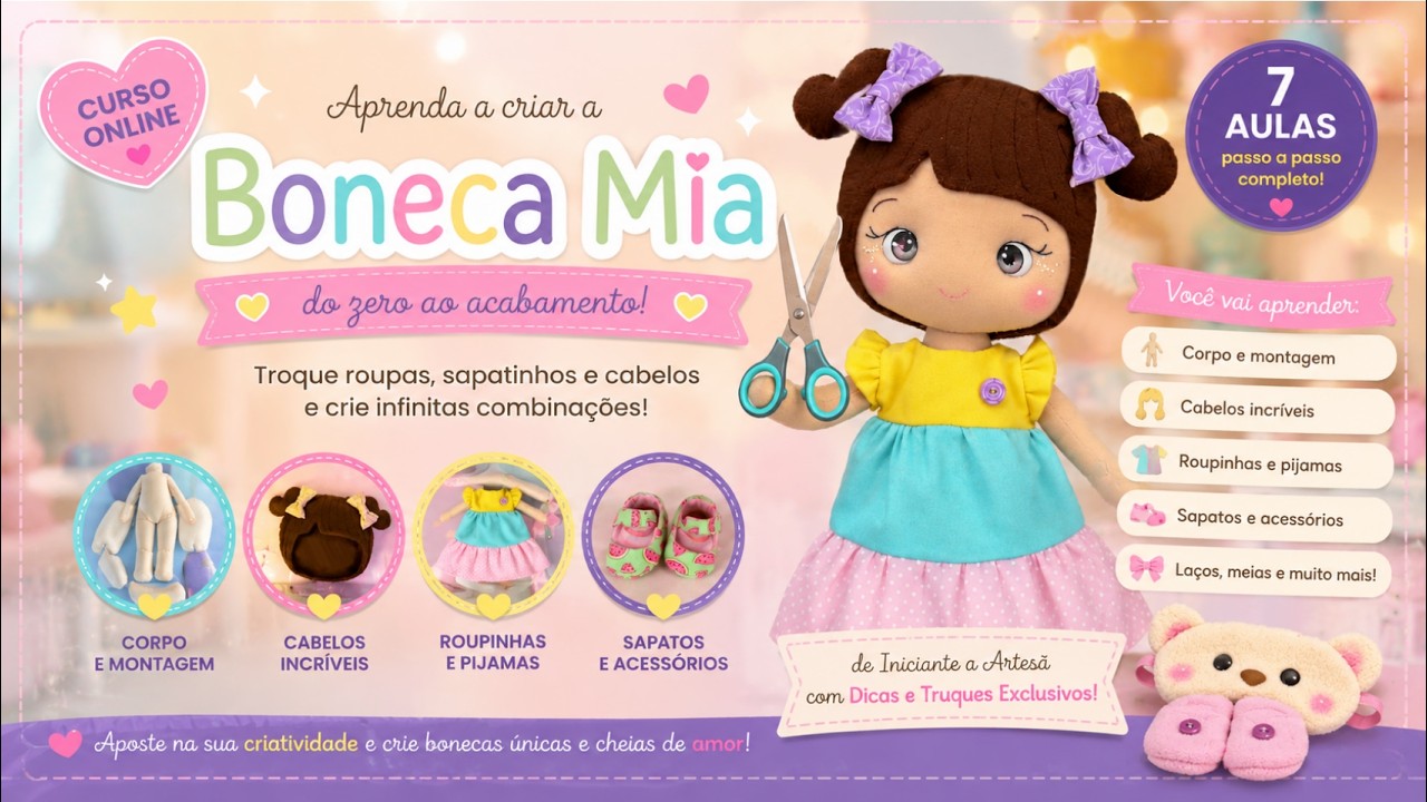 Como Fazer Boneca de Pano ou Feltro - Aula 01 - Corpo
