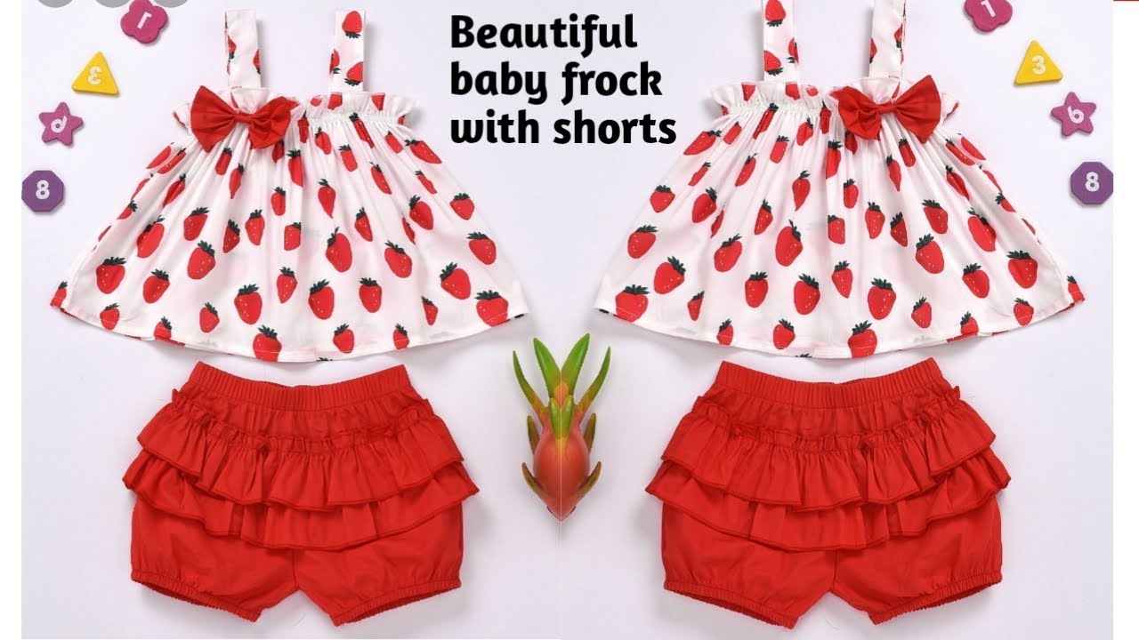 Beautiful top with shorts cutting and stitching/ 1-2 Year old baby frock cutting and stitching