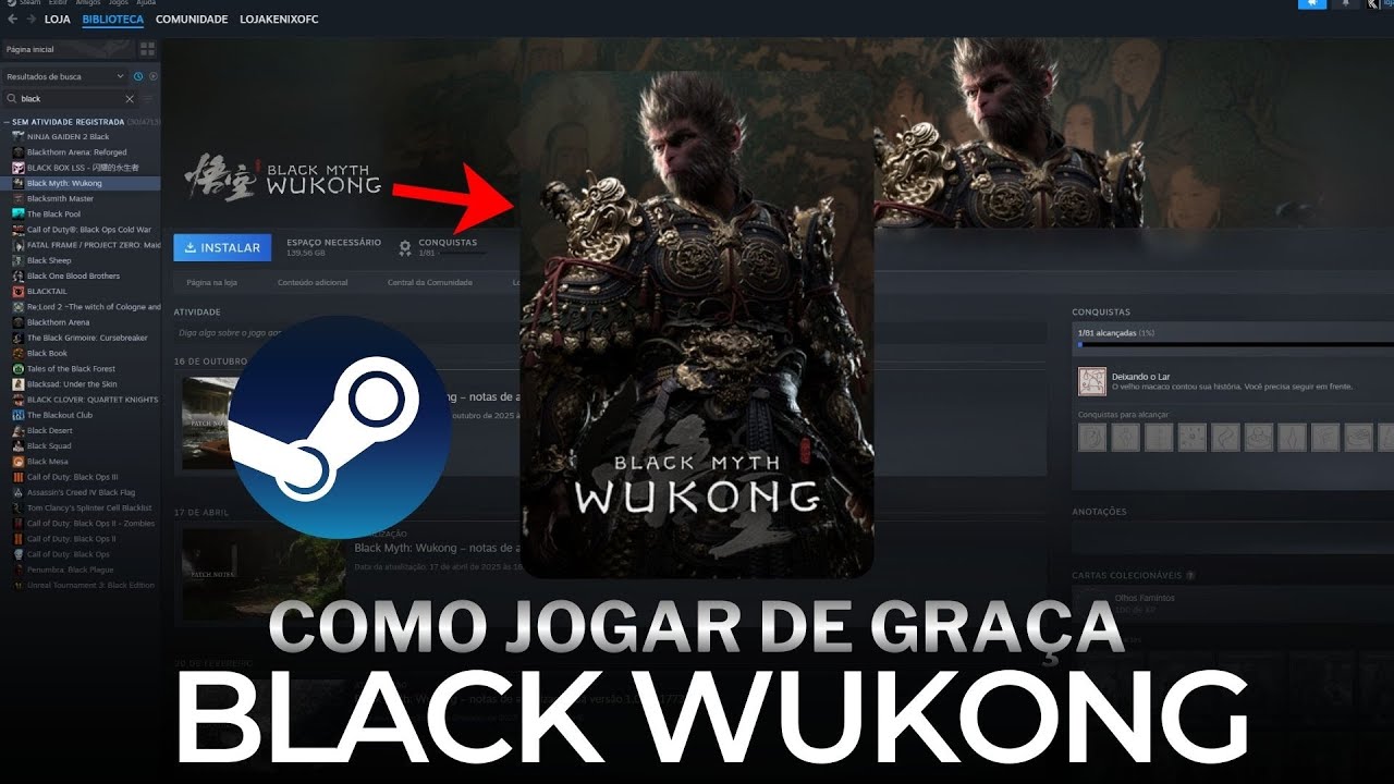 COMO JOGAR BLACK MYTH WUKONG DE GRAÇA DIRETA DA STEAM E PASSAR PELA PROTEÇÃO DENUVO!