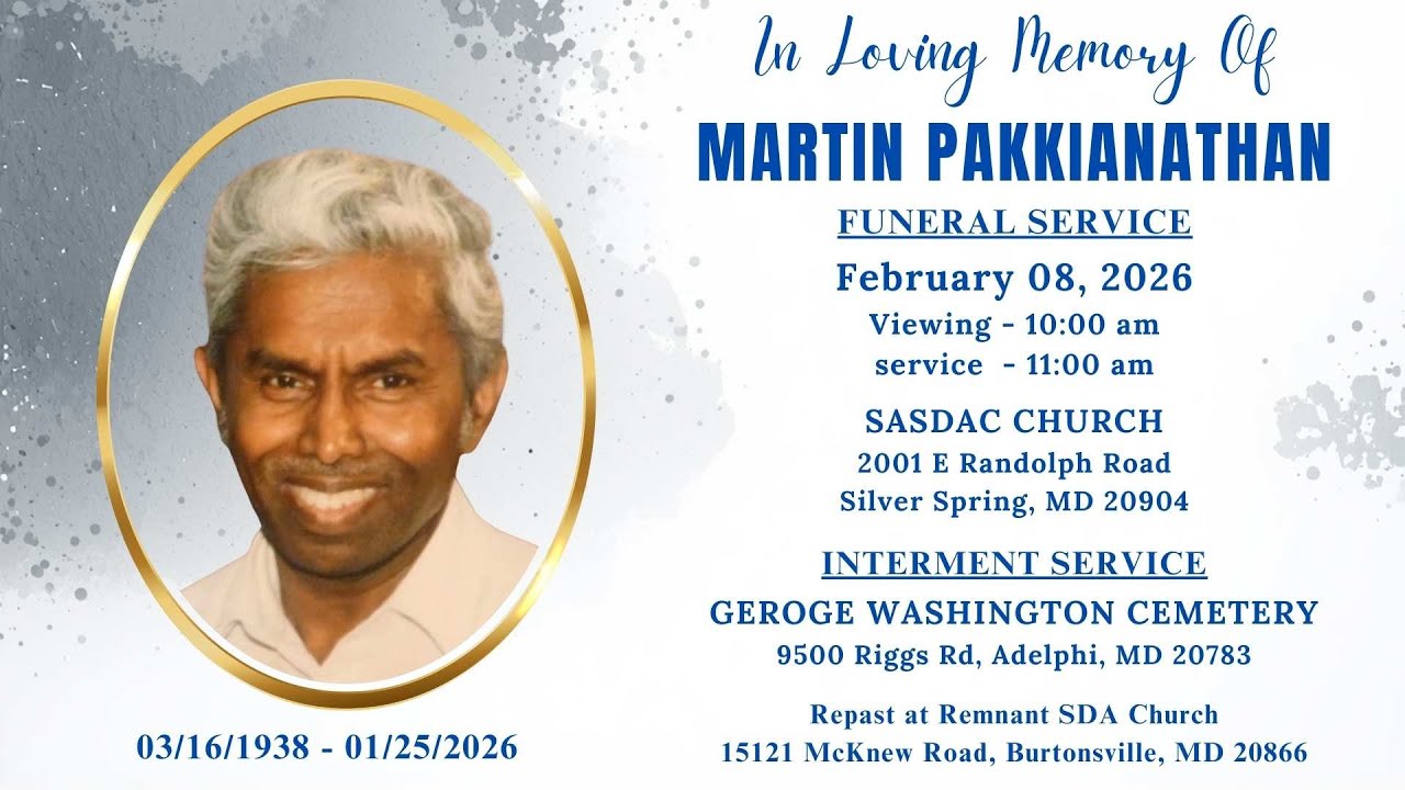 FEBRUARY 08, 2026 - FUNERAL SERVICE - MARTIN PAKKIANATHAN