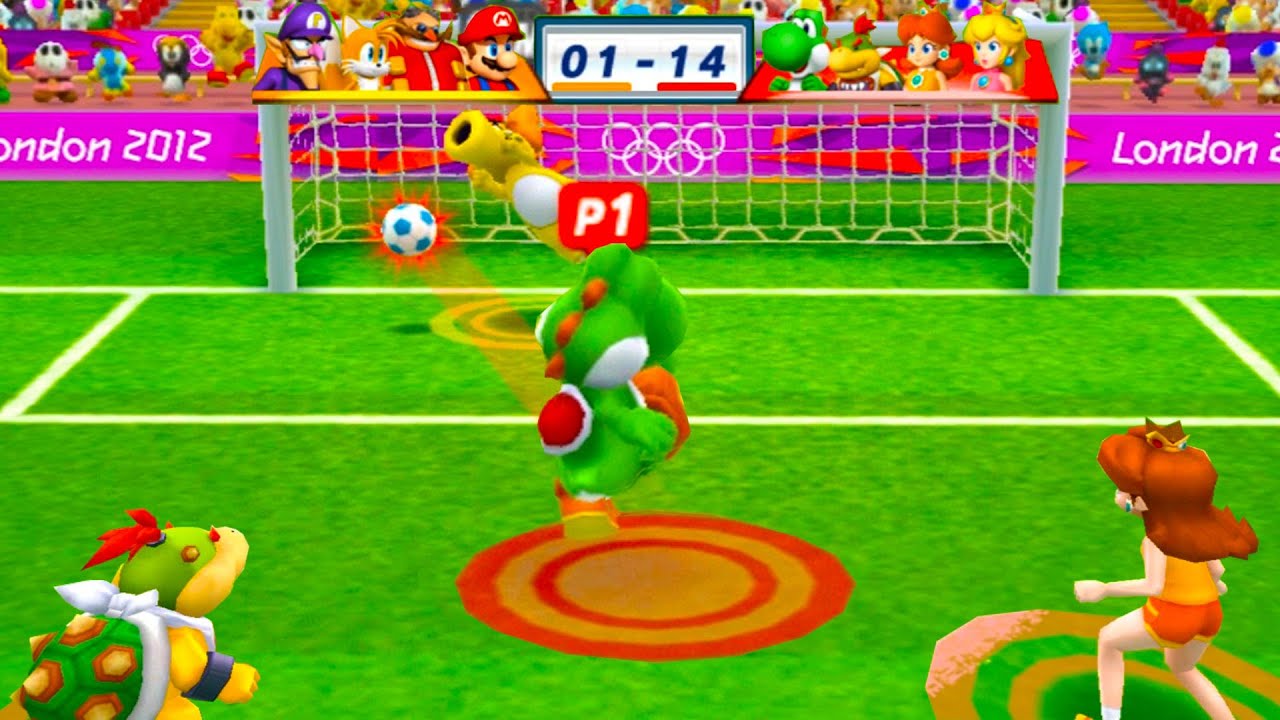 Mario & Sonic at the London 2012 Olympic Games Wii Football Team Yoshi vs Team Blaze , Mario