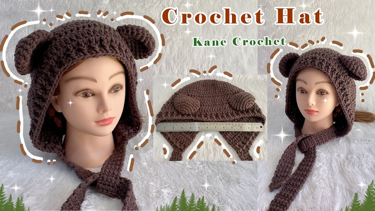 CROCHET HAT 🐻 Crochet Teddy Bear Ear Beanie 🐻 DIY Winter Beanie