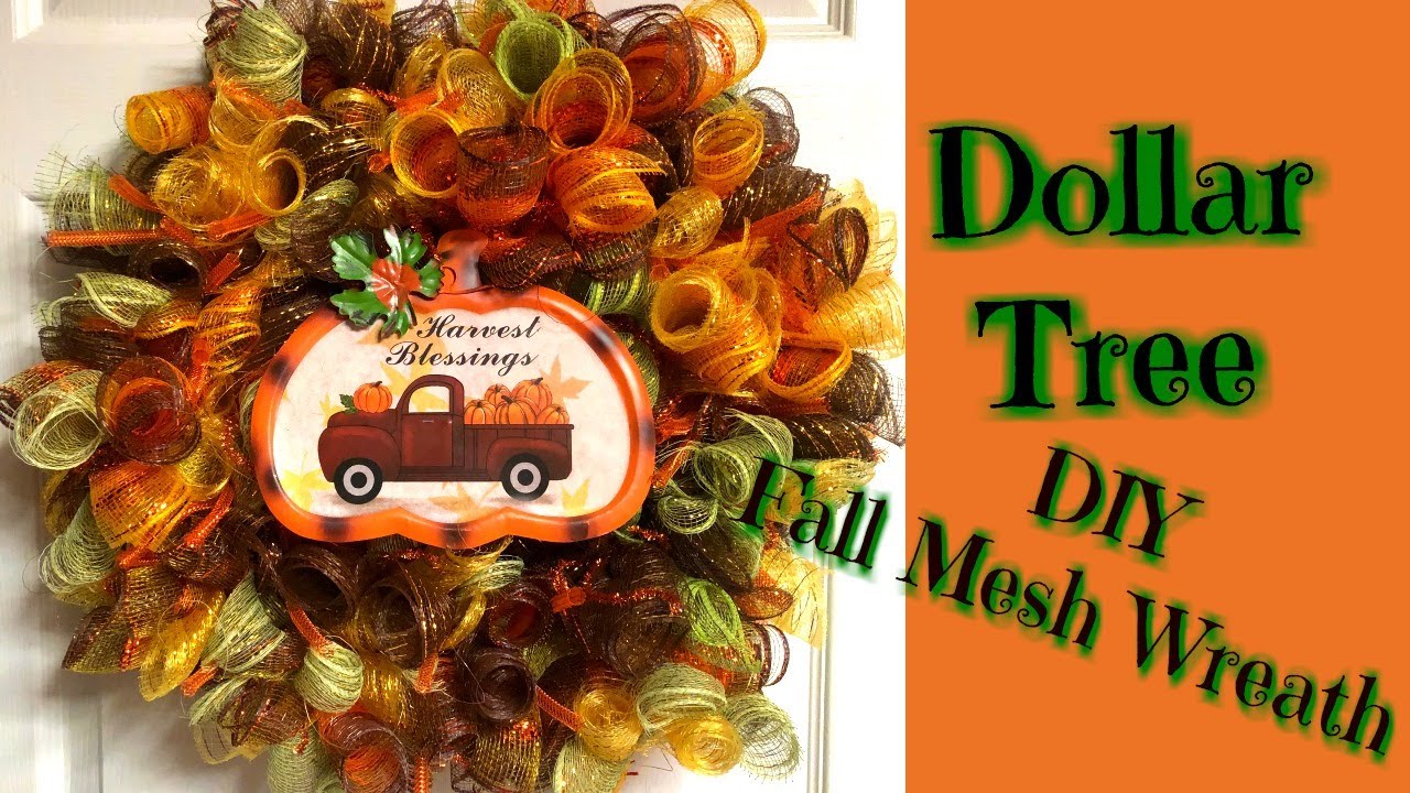 DIY Fall Mesh Wreath DOLLAR TREE