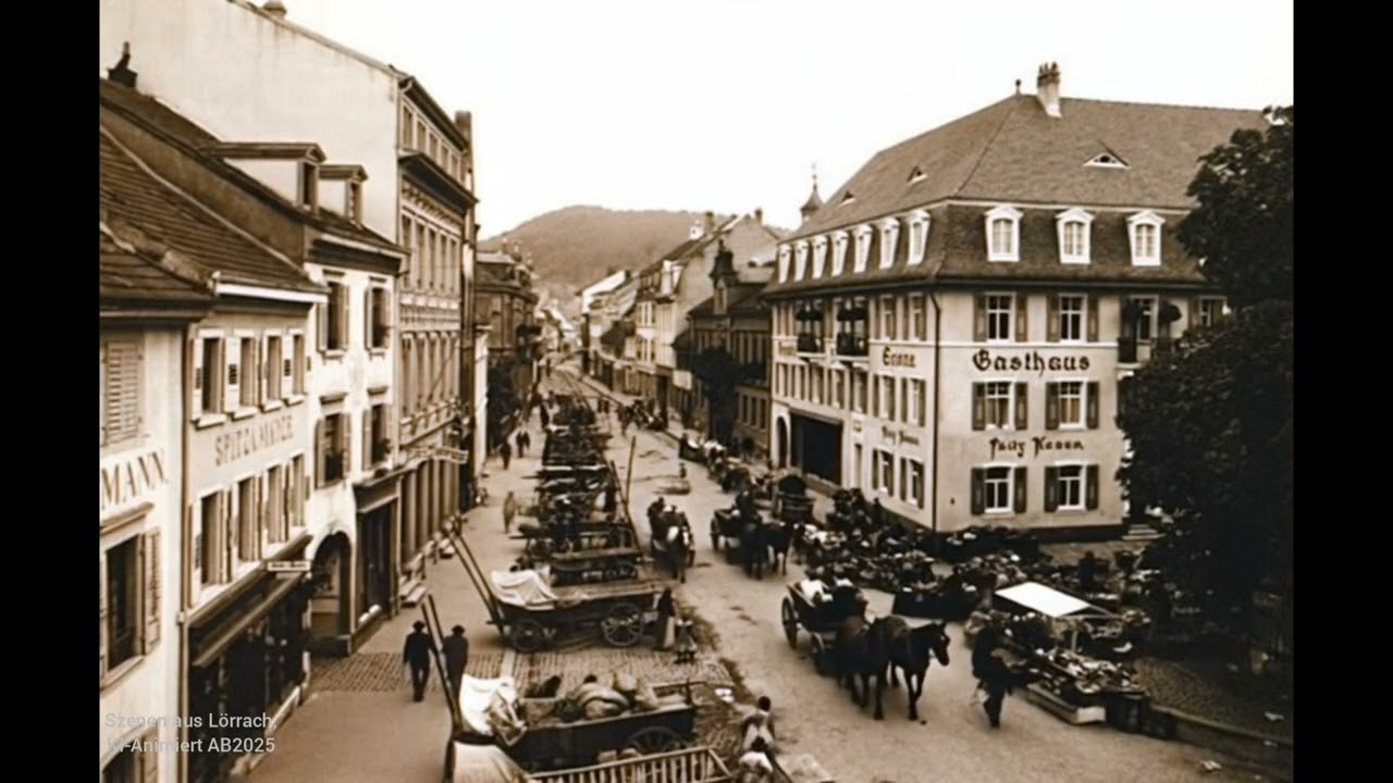 L&ouml;rrach, historische Aufnahmen mit KI zum Leben erweckt.