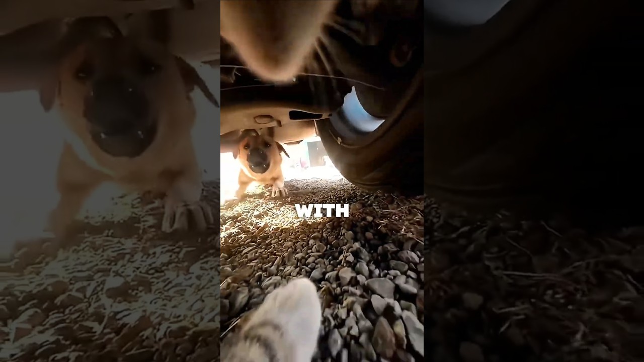 Cat with camera escapes from group of dangerous dogs