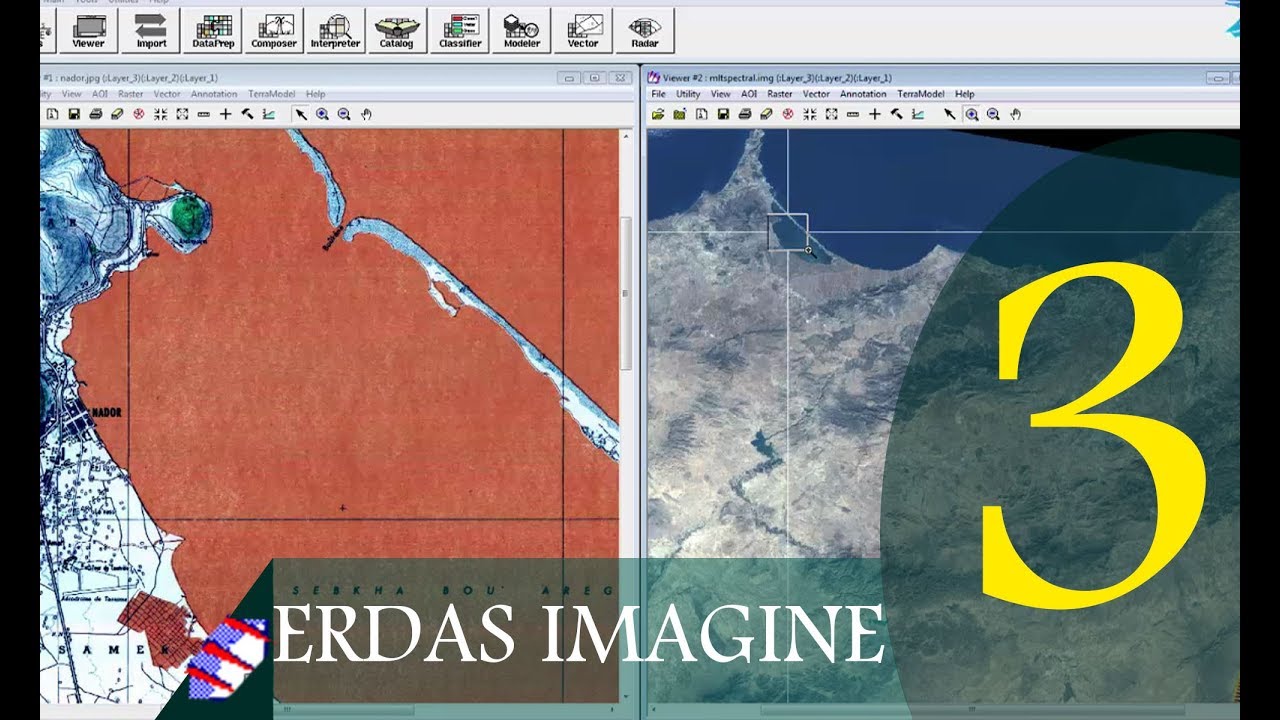 الاسناد الجغارفي للخريطة على برنامج ERDAS IMAGINE - الكورس الثالث - الجزء الاول