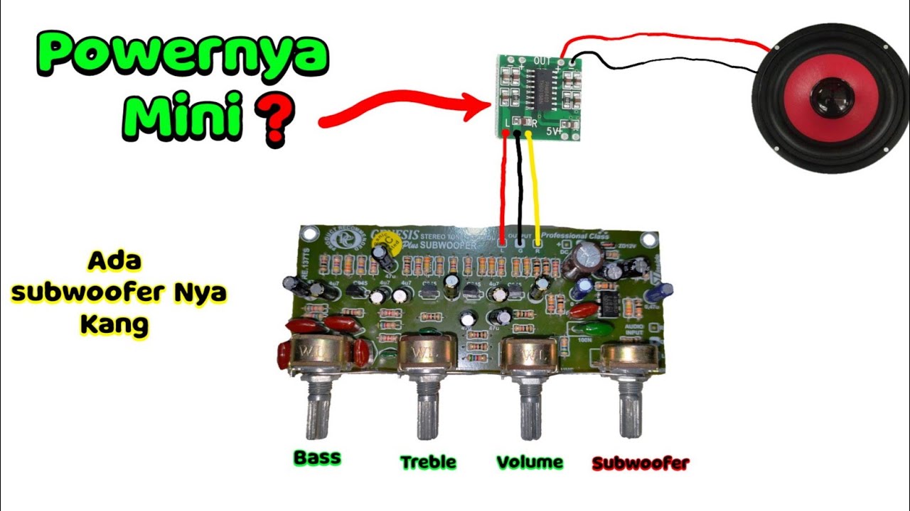 Memasang tone control volume, treble, bass dan subwoofer pada power mini