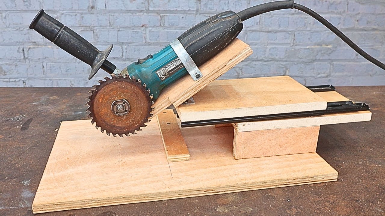 Great circular saw idea that runs on an angle grinder/ Sliding saw stand for homemade angle grinder
