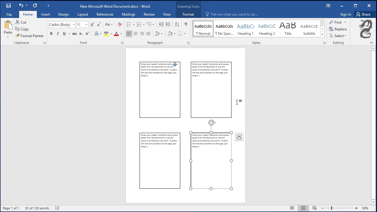 4 Flyers On One Page in Word