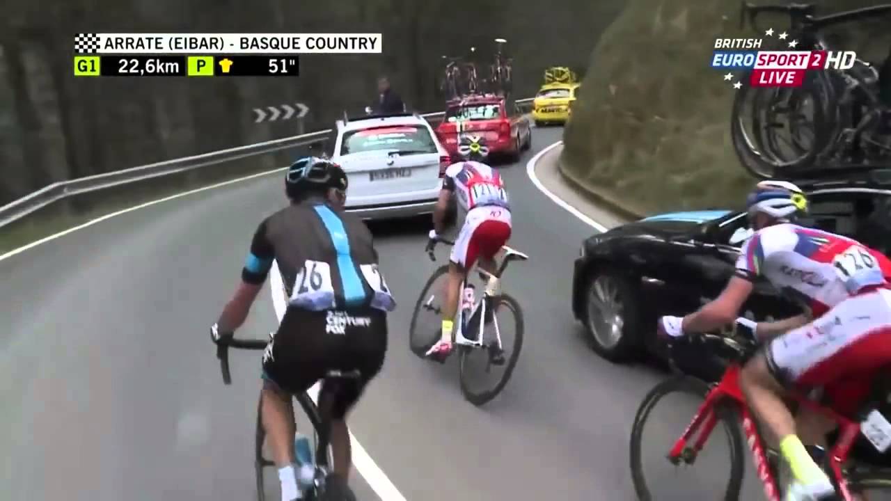 Joaquim Rodriguez having bike issues   Vuelta Ciclista al Pais Vasco 2015 HD   Stage 4