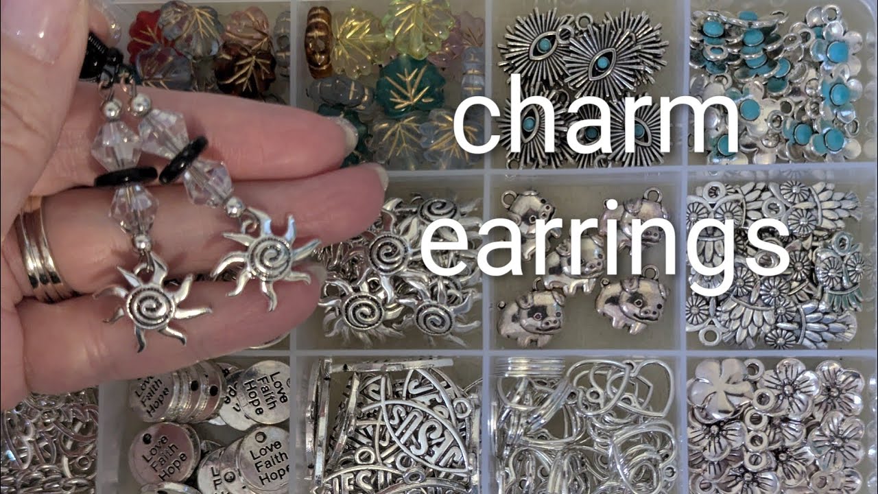 Making Sun Charm Earrings #jewelrytutorial #earrings #beads #charms #diyjewelry #diyearrings 
