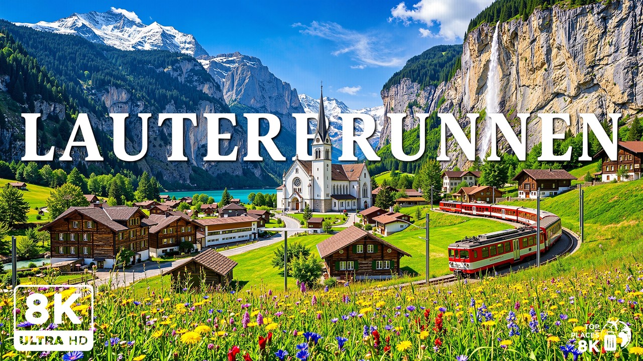 Lauterbrunnen Switzerland 8K 🇨🇭 ⛰️ Staubbach Falls, Green Valleys & Alpine Nature