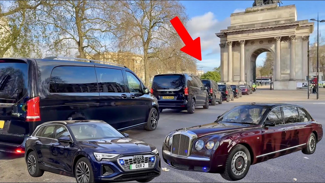 Massive 7-Car Royal Motorcade Sweeps Through London 