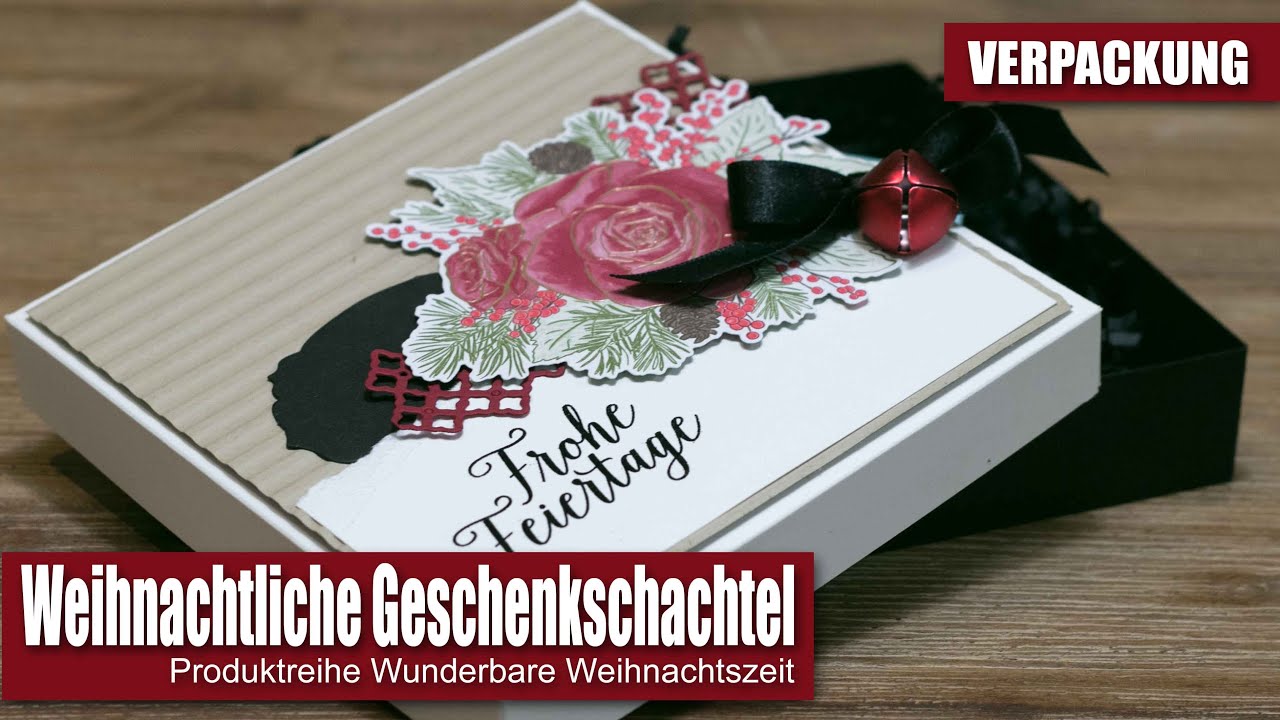 Weihnachtliche Geschenkschachtel | Wunderbare Weihnachtszeit | Festtagsrose | Gutscheinverpackung