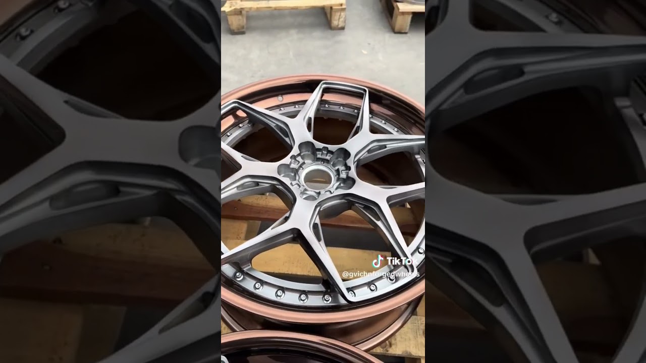 Polished bronze lip with brushed center face for Tesla model S #mattebronze #titaniumblue