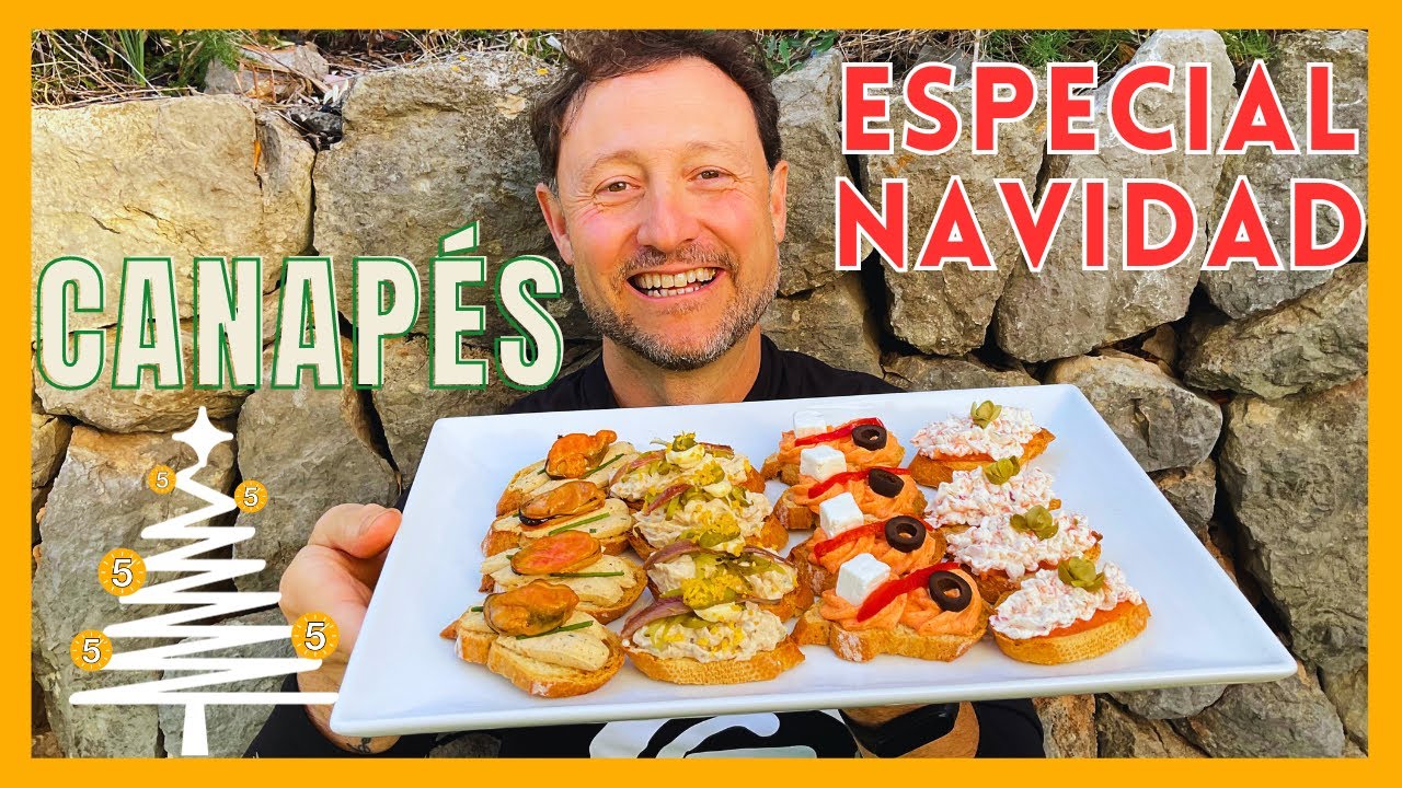 4 CANAPÉS FACILÍSIMOS con Pan Tostado (Especial Navidad ) - Recetas en 5 Minutos